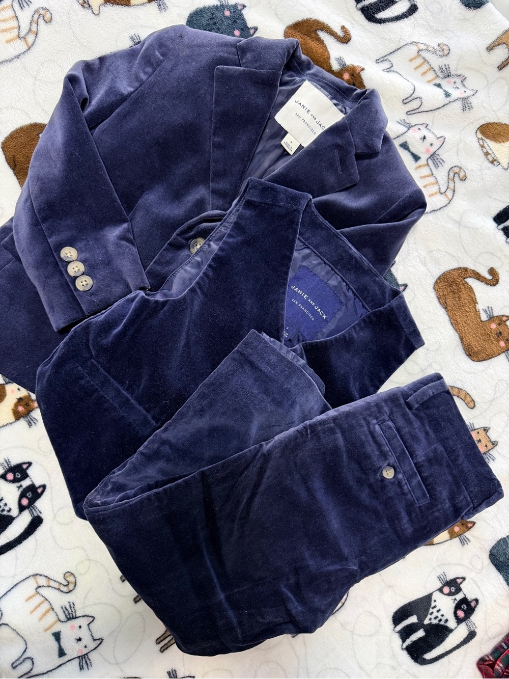 Janie and Jack Navy Velvet HOLIDAY suit